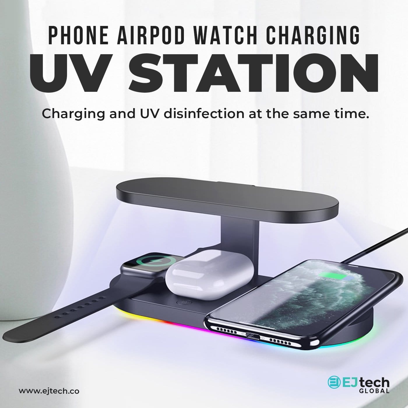 Wireless Charging UV Disinfecting Station,