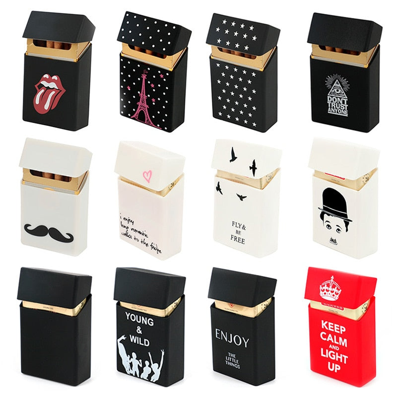 Hold 20 Cigarettes Ladies Silicone Cigarette Case Cover Man Women Smoking Cigarette Box Sleeve Pocket Cigarettes Pack Cover Gift