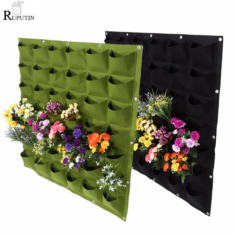 18/36/49 Pockets Hanging Green Grow Bag Planter Vertical Garden Vegetable Living Garden Bag Planter Growing Bags Flowers Supply,