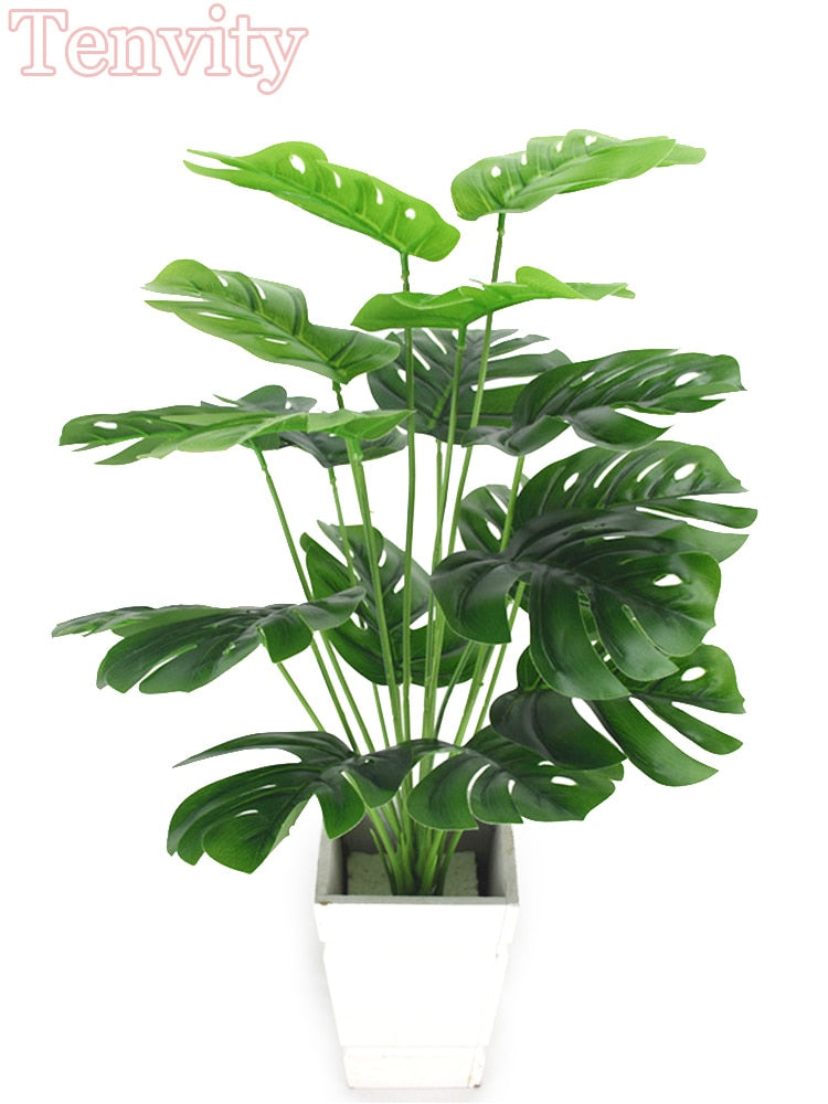 Artificial Plants Green Palm Leaves Monstera Home Garden Living Room Bedroom Balcony Decoration Tropical Plastic Fake Plant Long,