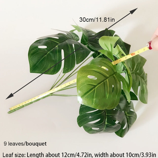 Artificial Plants Green Palm Leaves Monstera Home Garden Living Room Bedroom Balcony Decoration Tropical Plastic Fake Plant Long