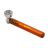 Honeypuff  Premium Glass Smoke  Pipe With Clear Handle 93MM With Metal Bowl Metal Tobacco Hand Spoon Herb Pipes Accessories