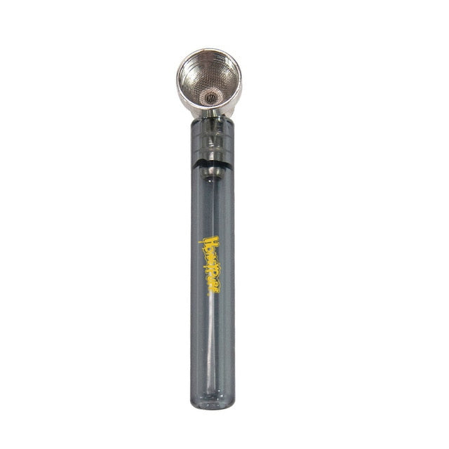 Honeypuff  Premium Glass Smoke  Pipe With Clear Handle 93MM With Metal Bowl Metal Tobacco Hand Spoon Herb Pipes Accessories,