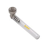 Honeypuff  Premium Glass Smoke  Pipe With Clear Handle 93MM With Metal Bowl Metal Tobacco Hand Spoon Herb Pipes Accessories,