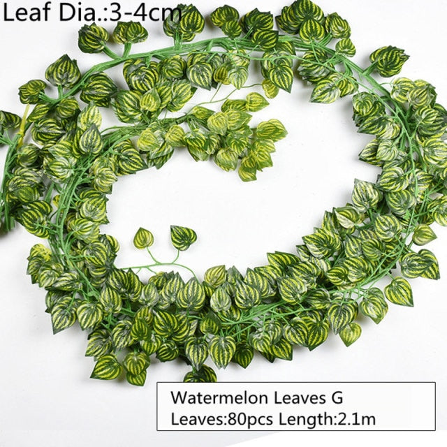 10 Style 1pc Artificial Decoration Vivid Vine Rattan Leaf Vagina Grass Plants Grape Leaves For Home Garden Party Decor B1015,