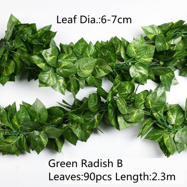 10 Style 1pc Artificial Decoration Vivid Vine Rattan Leaf Vagina Grass Plants Grape Leaves For Home Garden Party Decor B1015,