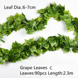 10 Style 1pc Artificial Decoration Vivid Vine Rattan Leaf Vagina Grass Plants Grape Leaves For Home Garden Party Decor B1015,