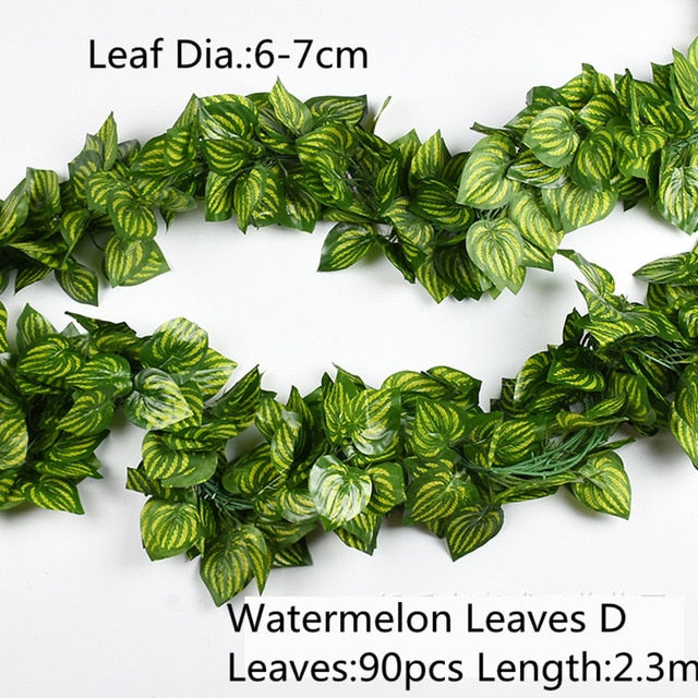 10 Style 1pc Artificial Decoration Vivid Vine Rattan Leaf Vagina Grass Plants Grape Leaves For Home Garden Party Decor B1015,