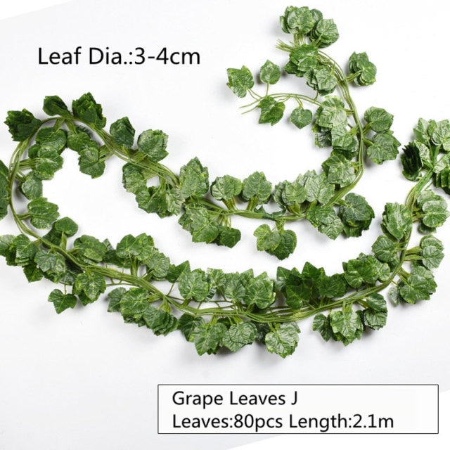 10 Style 1pc Artificial Decoration Vivid Vine Rattan Leaf Vagina Grass Plants Grape Leaves For Home Garden Party Decor B1015,