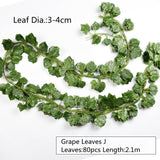 10 Style 1pc Artificial Decoration Vivid Vine Rattan Leaf Vagina Grass Plants Grape Leaves For Home Garden Party Decor B1015, 
