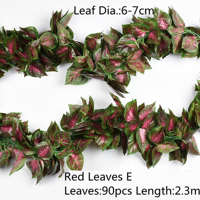 10 Style 1pc Artificial Decoration Vivid Vine Rattan Leaf Vagina Grass Plants Grape Leaves For Home Garden Party Decor B1015,