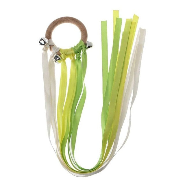 Montessori Style Sensory Toy BPA-free Non-toxic Baby Ribbon Ring Newborns Upwards Develop Colour Recognition Sensory Toy,