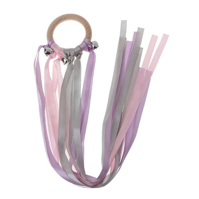 Montessori Style Sensory Toy BPA-free Non-toxic Baby Ribbon Ring Newborns Upwards Develop Colour Recognition Sensory Toy,