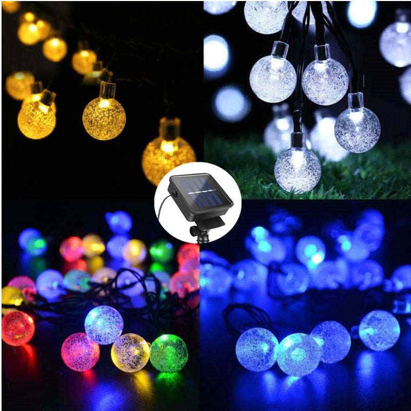 NEW 20/30/50 LED Crystal ball LED Solar Lamp Power LED String Fairy Lights Solar Garlands Garden Christmas Decor For Outdoor,