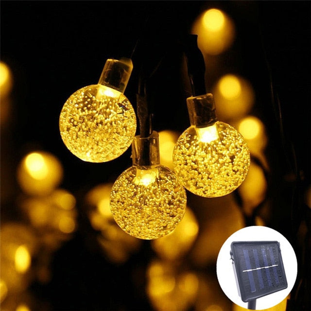 NEW 20/30/50 LED Crystal ball LED Solar Lamp Power LED String Fairy Lights Solar Garlands Garden Christmas Decor For Outdoor,