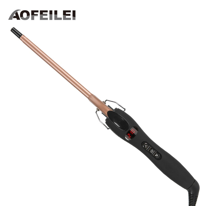 Aofeilei professional 9mm curling iron Hair waver Pear Flower Cone Ceramic curling wand roller beauty Salon Hair Curlers,