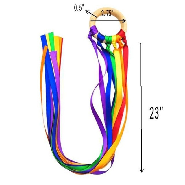 Montessori Style Sensory Toy BPA-free Non-toxic Baby Ribbon Ring Newborns Upwards Develop Colour Recognition Sensory Toy,
