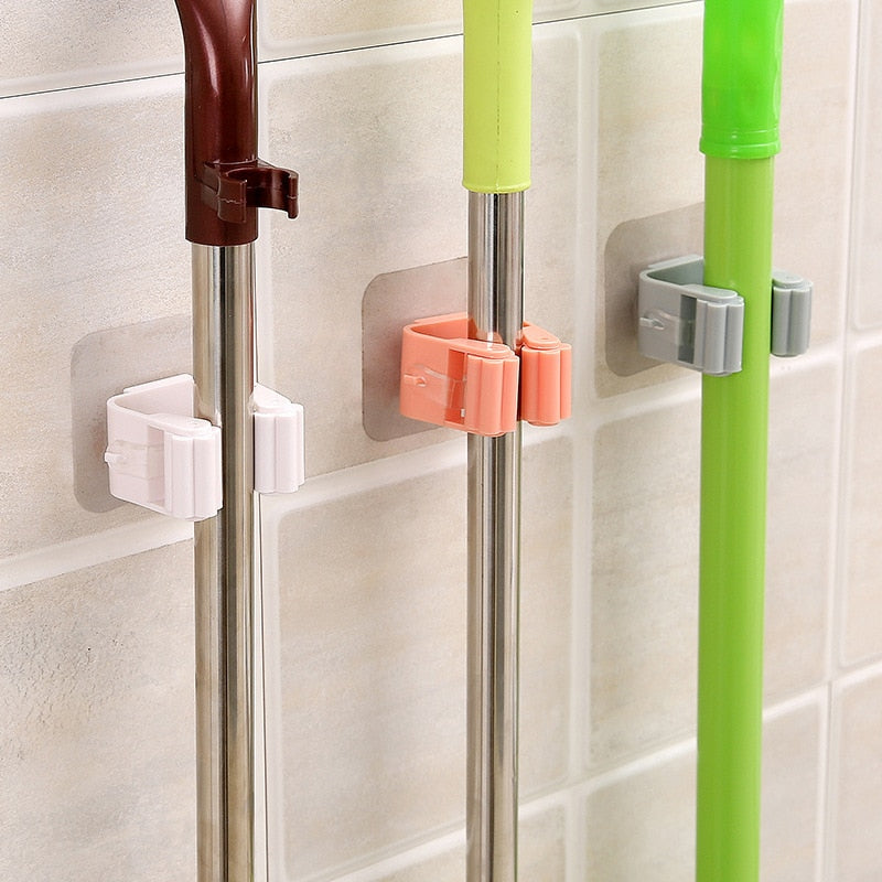 Mop Rack Bathroom accessories Wall Mounted Shelf Organizer Hook Broom Holder Hanger Behind Doors/On Walls Kitchen Storage Tool,