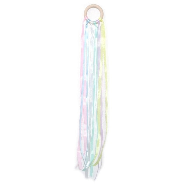 Montessori Style Sensory Toy BPA-free Non-toxic Baby Ribbon Ring Newborns Upwards Develop Colour Recognition Sensory Toy,