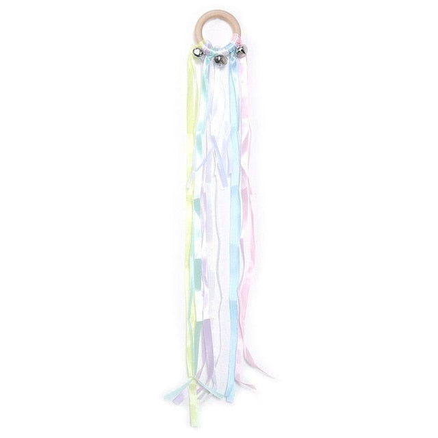 Montessori Style Sensory Toy BPA-free Non-toxic Baby Ribbon Ring Newborns Upwards Develop Colour Recognition Sensory Toy,