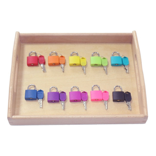 Wooden Montessori Tray Locks Set Educational Sensory Toys For Children Montessori Preschool Sensorial Materials Juguetes ML1344H,