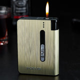 Automatic Cigarette Case 10pcs Cigarette Capacity Can Mount Lighter Metal Cigarette Box for Men Smoking Nice Gift Dropshipping,
