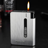 Automatic Cigarette Case 10pcs Cigarette Capacity Can Mount Lighter Metal Cigarette Box for Men Smoking Nice Gift Dropshipping