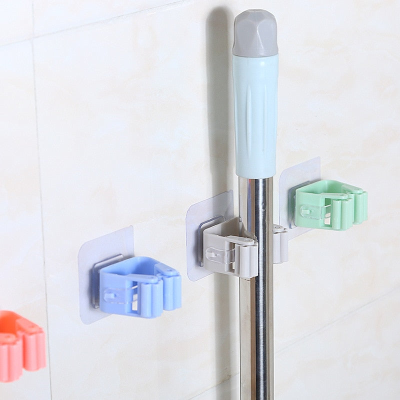 Wall Mounted Mop Organizer Holder Brush Broom Hanger Home Storage Rack Bathroom Suction Hanging Pipe Hooks Household Tools home,