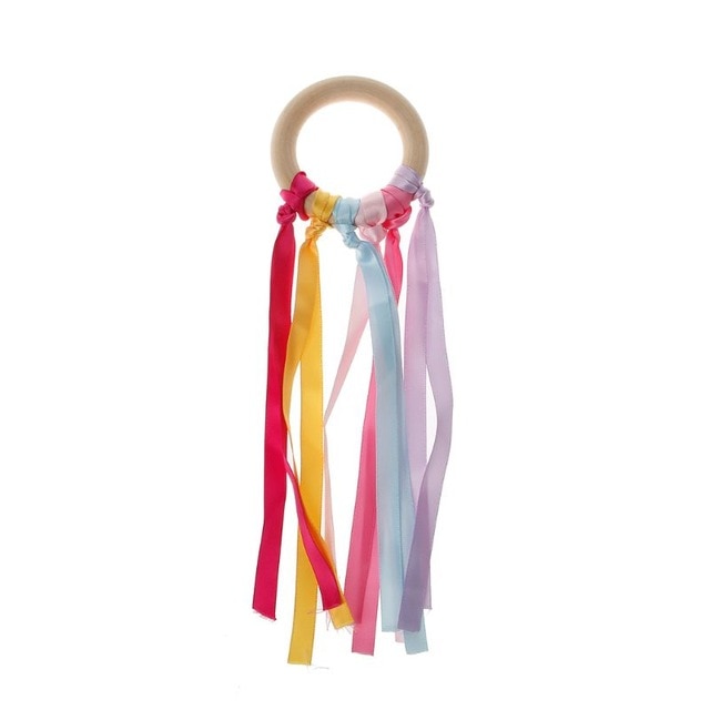Montessori Style Sensory Toy BPA-free Non-toxic Baby Ribbon Ring Newborns Upwards Develop Colour Recognition Sensory Toy,