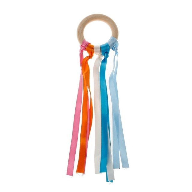 Montessori Style Sensory Toy BPA-free Non-toxic Baby Ribbon Ring Newborns Upwards Develop Colour Recognition Sensory Toy,