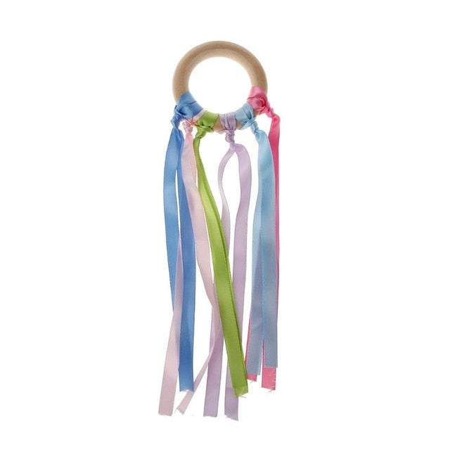Montessori Style Sensory Toy BPA-free Non-toxic Baby Ribbon Ring Newborns Upwards Develop Colour Recognition Sensory Toy,