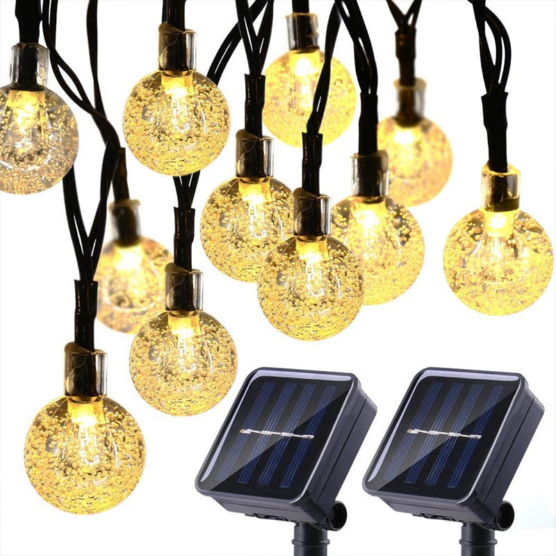 50 LEDs 10m Crystal Ball Solar Light Outdoor IP65 Waterproof String Fairy Lamps Solar Garden Garlands Christmas Decoration,