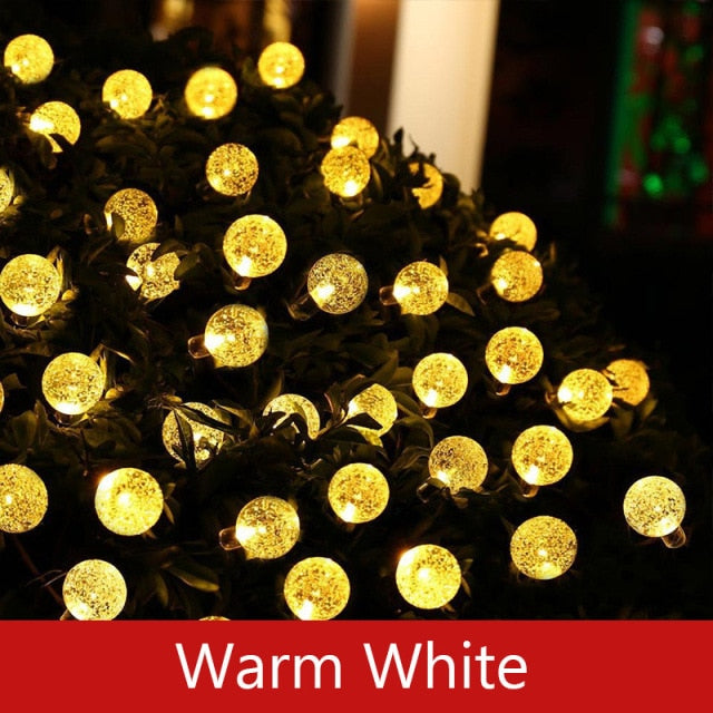 50 LEDs 10m Crystal Ball Solar Light Outdoor IP65 Waterproof String Fairy Lamps Solar Garden Garlands Christmas Decoration,