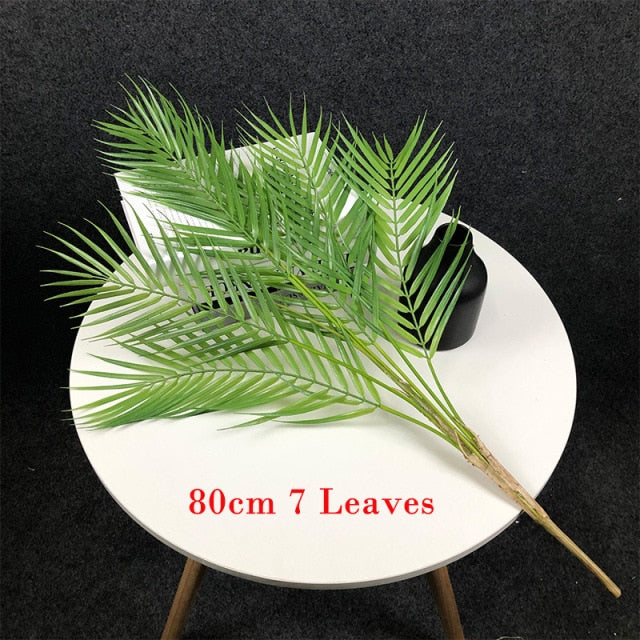 80-125cm Tropical Plants Large Artificial Palm Tree Branch Floor Fake Monstera Plastic Palm Leaves For Home Garden Wedding Decor