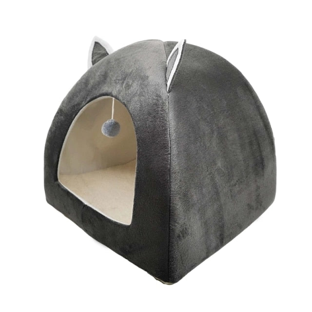 Cat Tent Nest Winter Cat Bed Foldable Indoor Cats Puppy Mascotas Casa Cave Pet House With Plush Soft Cushion лежанка для кошек,