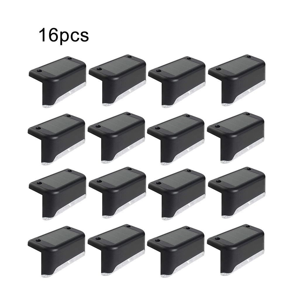 1/4/8/16pcs LED Solar Lamp Path Stair Outdoor Waterproof Wall Light Garden Landscape Step Deck Lights Balcony Fence Solar Lights,