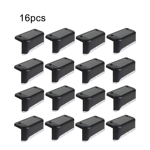 1/4/8/16pcs LED Solar Lamp Path Stair Outdoor Waterproof Wall Light Garden Landscape Step Deck Lights Balcony Fence Solar Lights,