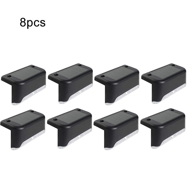 1/4/8/16pcs LED Solar Lamp Path Stair Outdoor Waterproof Wall Light Garden Landscape Step Deck Lights Balcony Fence Solar Lights