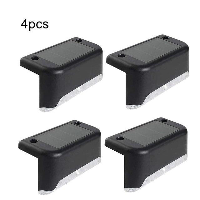 1/4/8/16pcs LED Solar Lamp Path Stair Outdoor Waterproof Wall Light Garden Landscape Step Deck Lights Balcony Fence Solar Lights