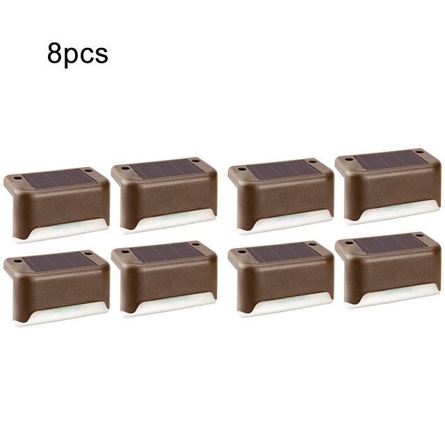 1/4/8/16pcs LED Solar Lamp Path Stair Outdoor Waterproof Wall Light Garden Landscape Step Deck Lights Balcony Fence Solar Lights,