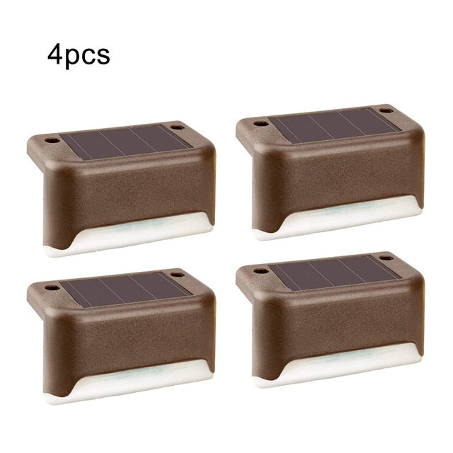 1/4/8/16pcs LED Solar Lamp Path Stair Outdoor Waterproof Wall Light Garden Landscape Step Deck Lights Balcony Fence Solar Lights,