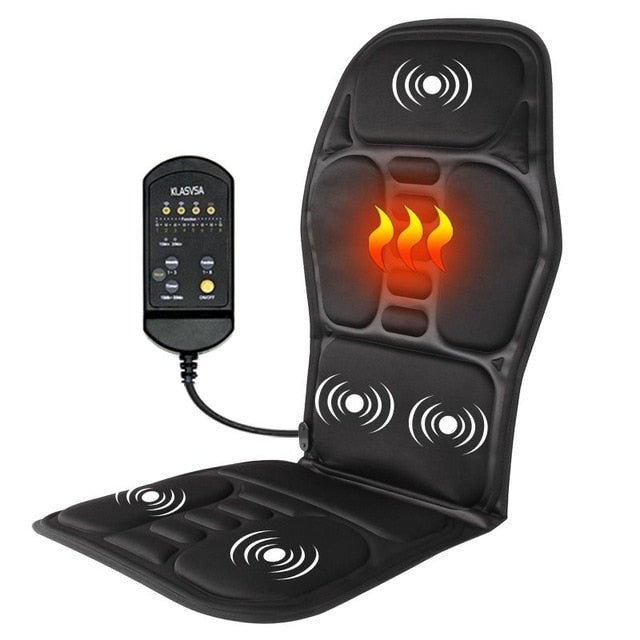 KLASVSA Electric Portable Heating Vibrating Back Massager Chair In Cushion Car Home Office Lumbar Neck Mattress Pain Relief,
