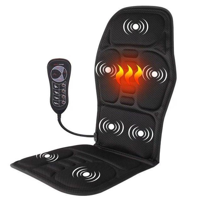 KLASVSA Electric Portable Heating Vibrating Back Massager Chair In Cushion Car Home Office Lumbar Neck Mattress Pain Relief,