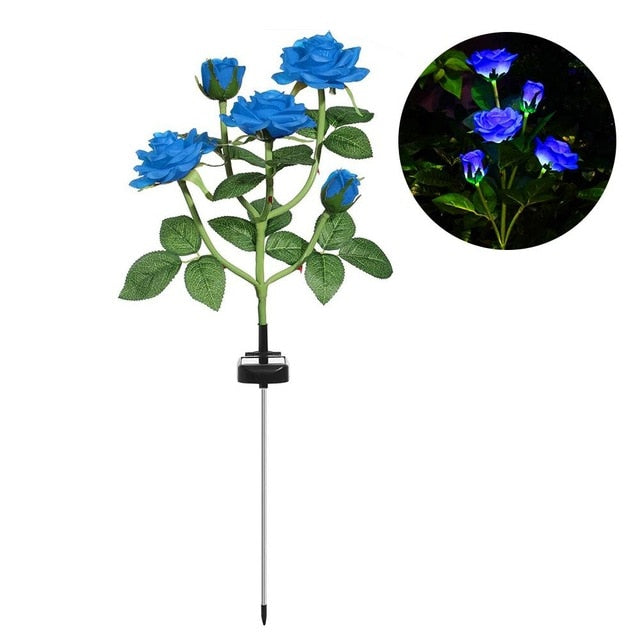 LED Solar Simulation Rose Flower Light Waterproof Garden Landscape Lamp Outdoor Lawn Lamp Home Decorative Flower Lights,