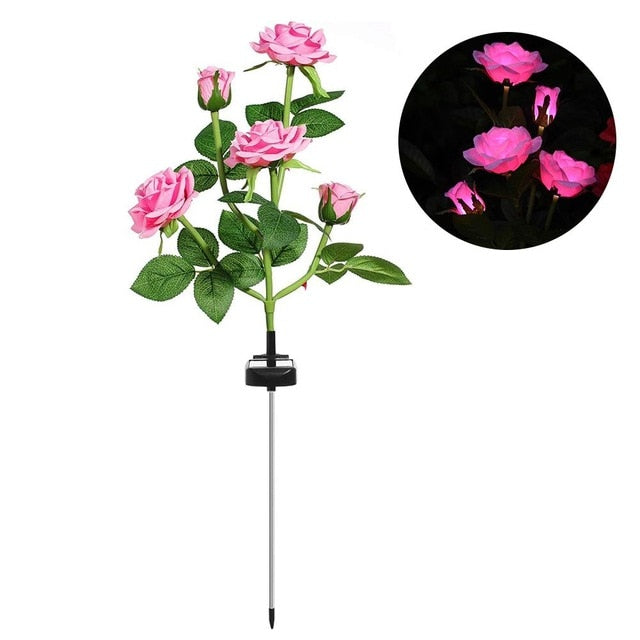 LED Solar Simulation Rose Flower Light Waterproof Garden Landscape Lamp Outdoor Lawn Lamp Home Decorative Flower Lights