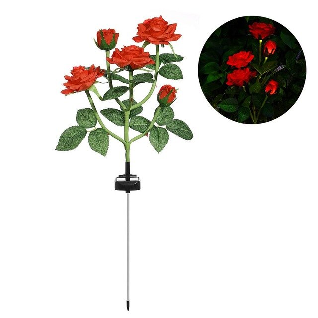 LED Solar Simulation Rose Flower Light Waterproof Garden Landscape Lamp Outdoor Lawn Lamp Home Decorative Flower Lights