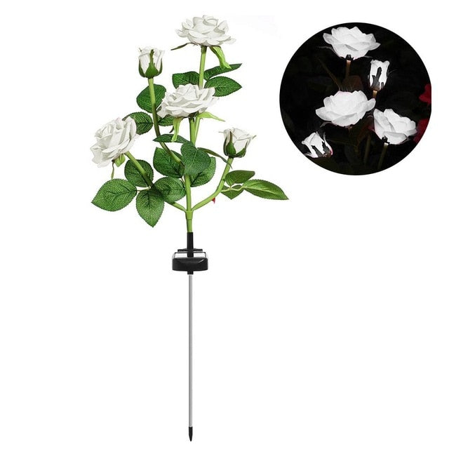 LED Solar Simulation Rose Flower Light Waterproof Garden Landscape Lamp Outdoor Lawn Lamp Home Decorative Flower Lights