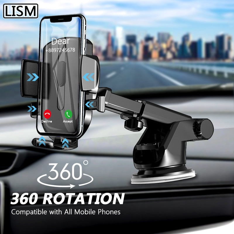LISM Sucker Car Phone Holder Mobile Phone Holder Stand in Car No Magnetic GPS Mount Support For iPhone 12 11 Pro Xiaomi HUAWEI,