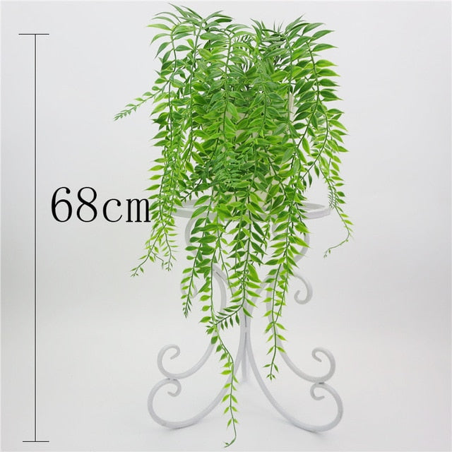 Artificial Plant Vines Wall Hanging Rattan Leaves Branches Outdoor Garden Home Decoration Plastic Fake Silk Leaf Green Plant Ivy,