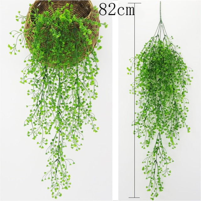 Artificial Plant Vines Wall Hanging Rattan Leaves Branches Outdoor Garden Home Decoration Plastic Fake Silk Leaf Green Plant Ivy,